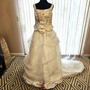 2pc Floral Wedding Dress Size 10